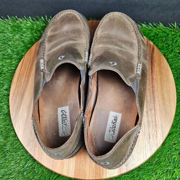OluKai Moloa Brown Leather Collapsible Heel Loafers Comfort Shoes Mens Size 10.5 main image 11